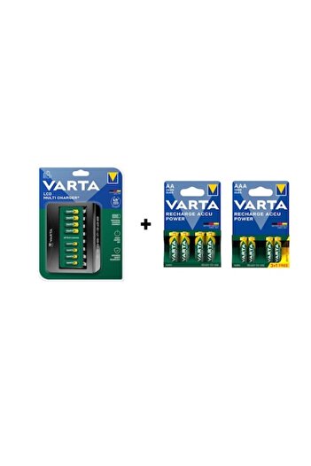 Varta LCD Multi Charger+ 57681 Charger Pack 4 2600mAh R6 AA Batteries, 4 1000mAh R3 AAA Batteries