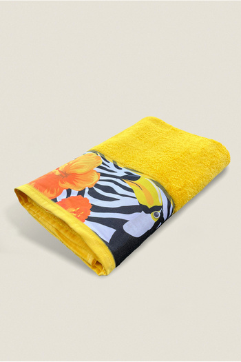 Ellaline Patterned Bath Towel 100% Cotton Certified 75X150Cm - Yellow (1 Piece)