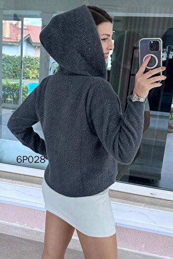 İnce Topuk Prive Bearded Hooded Cardigan 6P028