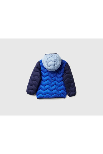 United Colors of Benetton Baby Boy Blue Logo Detailed Hooded Seasonal Thin Coat