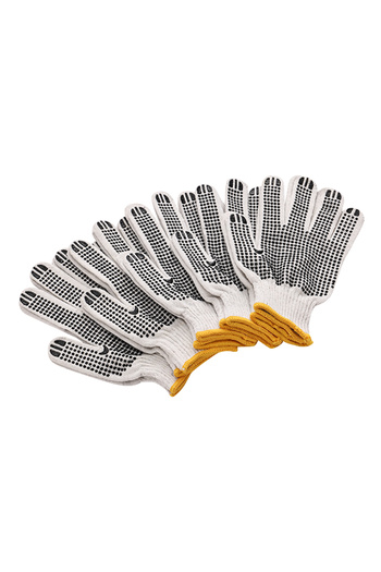Lawazim Gloves - 5 Pairs 50g - Seamless Knit Work Gloves with Dotted Grip and Wrist Protection