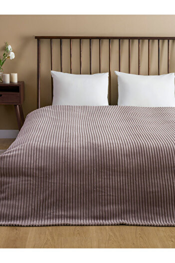 LC Waikiki Beige Corduroy Wellsoft Double Blanket 200X220 cm