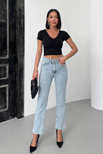 DPARİS High Waist Cut Leg Jeans