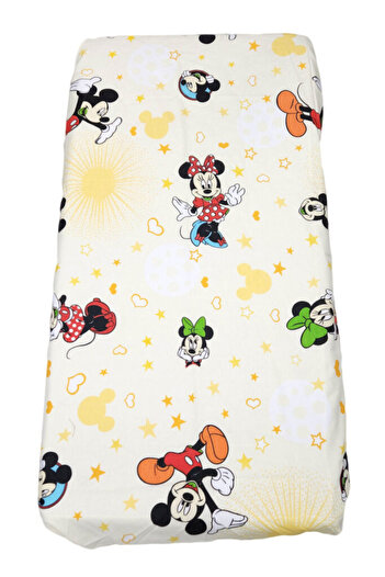 fantasialand Bed sheet with elastic for mattress, cotton, Mickey and Minnie