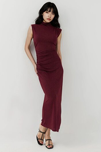 Hiccup Round Neck and Zipper Sleeveless Tight Midi Dress
