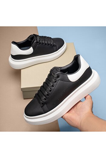 BMoD Black men's sneakers with laces and a thick sole MOD13945