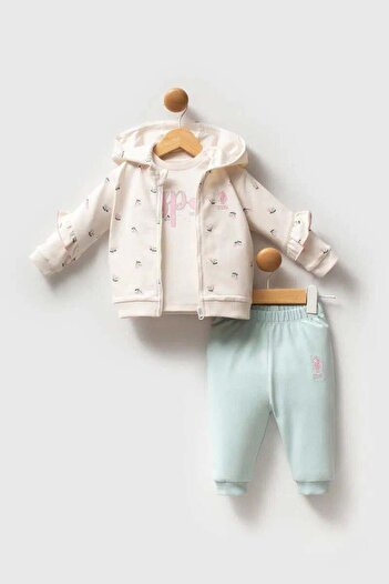 U.S. Polo Assn. U.S. Polo Baby Girl 3-Piece Set 6-36 Months Ecru