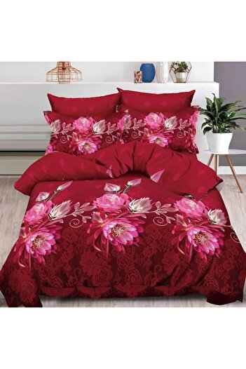 Casa de Vis Set lenjerie de pat dublu, 6 piese, bumbac satinat, 220 x 230 cm, multicolor,