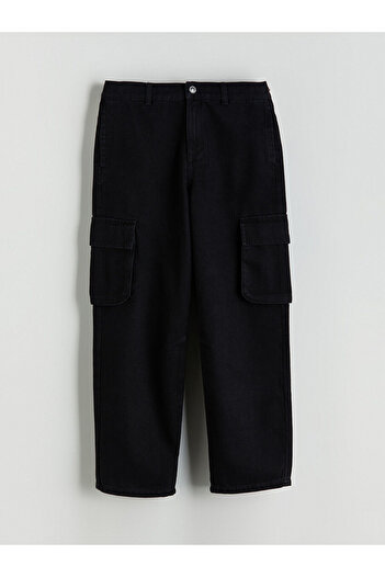 LC Waikiki Black Loose Fit Boys Cargo Jean Pants