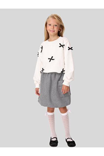 JENA Girl's Herringbone Skirt 7-14 Years Gray