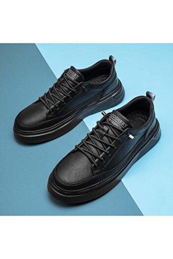 BMoD Black men's sneakers with elastic laces and a thick sole MOD13978
