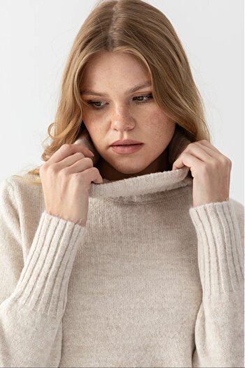Noi Belis Basic Turtleneck Midi Length Knit Sweater Aw25Kz0048
