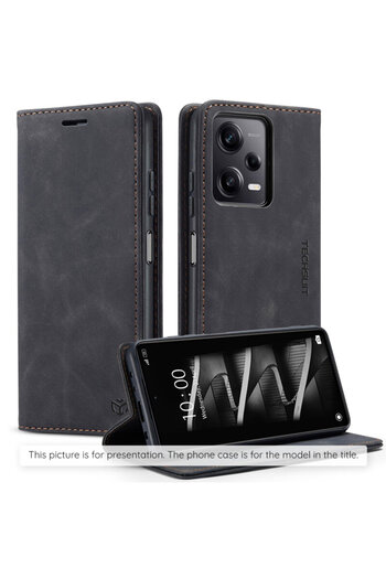 Techsuit Motorola Moto G15 Leather Case Confy Cover, Black