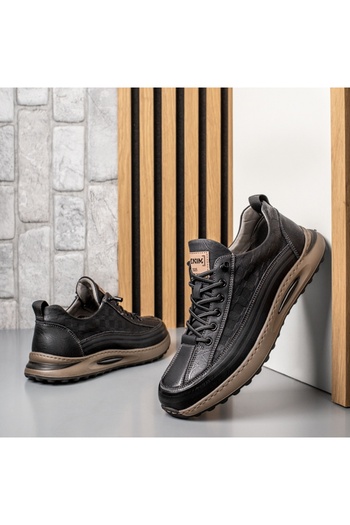 BMoD Black men's sneakers with elastic laces, made of genuine leather MOD11958