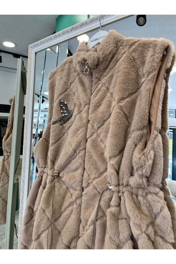 MERAM BUTİK Szn Angora Vest - Camel - 1