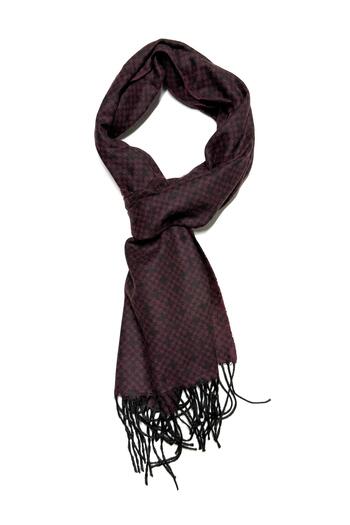 PİERRONİ Black Claret Red Patterned Scarf Kaşkol