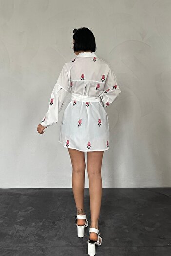 Markano Vual Meterage Embroidered Belted Shirt