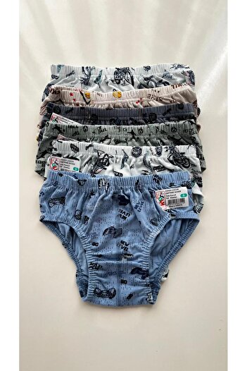 Palal Boys' Patterned Slip Underwear 6-Pack Kids 100% Cotton