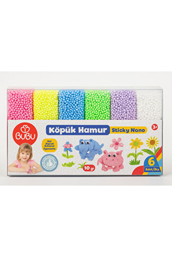 Bubu Foam Dough Sticky Nano 6X10 Gr Non-Drying Colored Play Dough Set – 6 Colors
