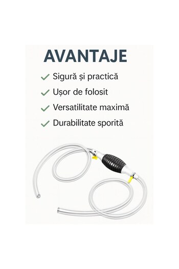 GermaNova Manual Liquid Transfer Pump GermaNova, Siphon Type, 1.5m Hose, Clamps, Black-White
