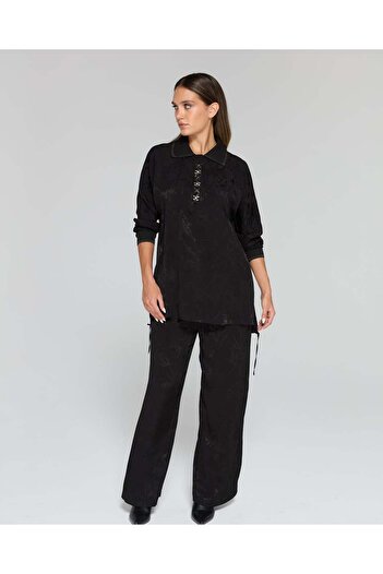 FUAT GÜRSEN Knitwear Collar Stone Embroidered Jacquard Tunic