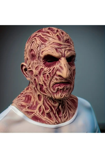 CN Freddy Krueger Mask Halloween Horror Movie Costume - Red Latex Full Face Realistic
