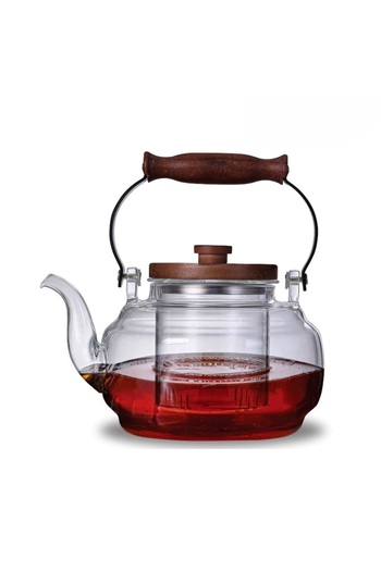 MİEN Glass Teapot Plain Acacia Lid 1 Lt Mien-1S25