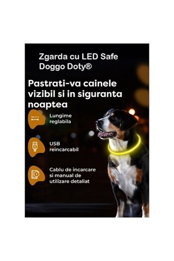 Doty Zgardă LED pentru câini de talie mică SafeDoggo Doty®, mărimea S, galbenă