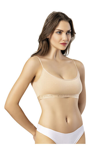 Selkar Global Women's Plain Padded Detail-Cotton Bustier with String Straps Skin Color 6-Piece - Skin Color - Selkrkoo-6O31O2-Ten