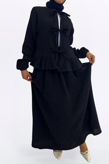 BNZ TEKSTİL Stylish Set with Muslin Skirt - Comfortable Fit 100% Cotton Muslin Fabric Women's Kimono Set with Skirt