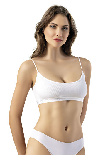 Sereia Women's Plain Padded Detail-Camisole Bustier with String Straps White 6-Pack - White - Sreiakoq-6S42U9-Be