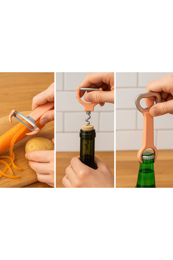 SİHİRLİ AYAKLAR 4-Function Colorful Corkscrew with Opener, Side Peeler Corkscrew, 21 cm