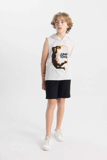 DeFacto Boys' 2-Piece Set Printed Hooded Undershirt Shorts (24 Hs)