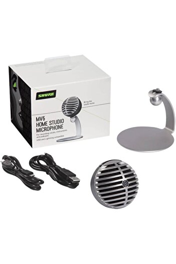 Shure MV5 Digital Condenser Microphone, Portable, Great Audio Clarity, iOS & Android Compatible, For