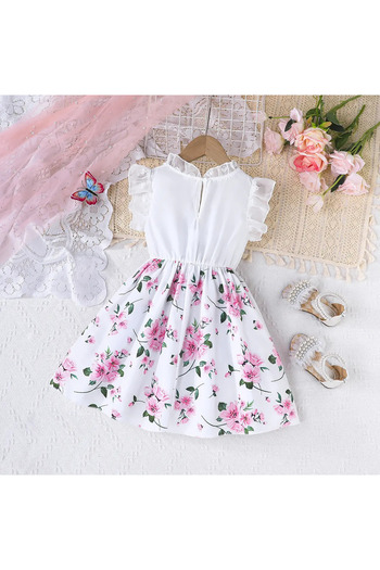 nannie Rhea Girls White Floral Print Dress - 4-5 years
