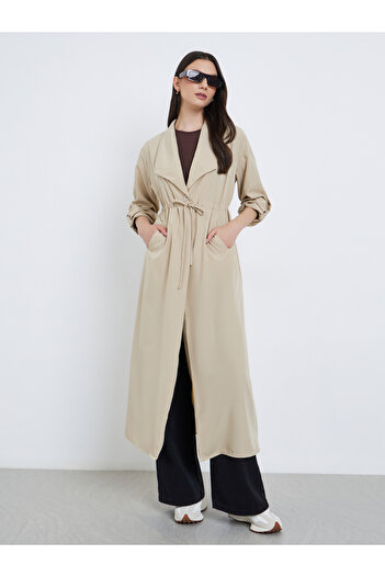 Take Two By Styli Women Solid Trench Coat Kimono with Roll-Up Sleeve