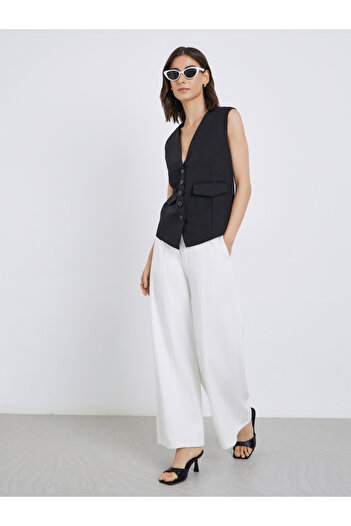 Take Two By Styli Women Black Buttoned Waistcoat