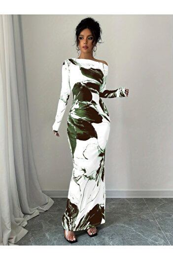 Take Two By Styli Floral Print One Shoulder Bodycon Maxi Dress