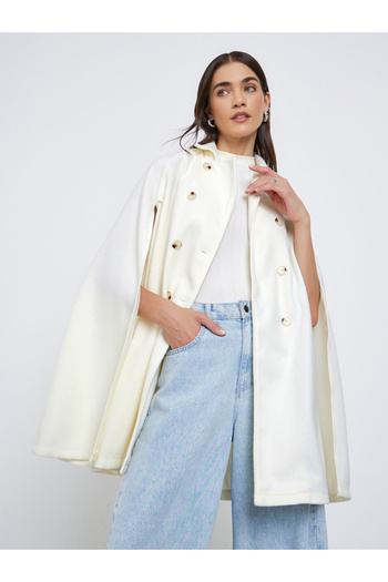 Styli Off-White Longline Double-Breasted Cape Coat