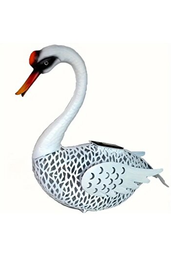 Flippy Garden Decoration, Solar Lamp, Flippy, Swan, Led Lighting and Solar Charging, Iron, White