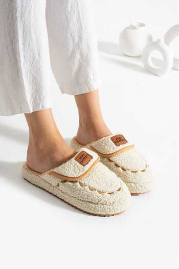 StWenn Women's House Slippers Sherpa Textured Winter Warm Furry Comfortable Non-Slip Sole