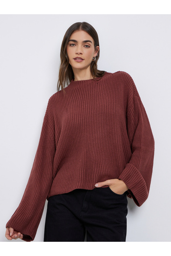 Styli Rust Boxy Fit Chunky Knit Sweater