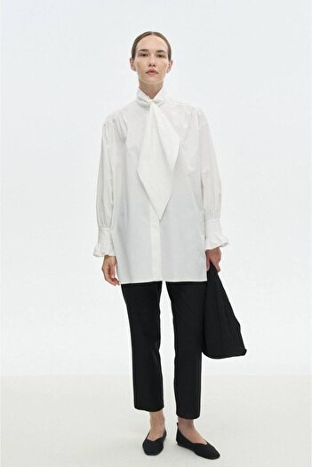 ossons Scarf Collar Long Plain Tunic
