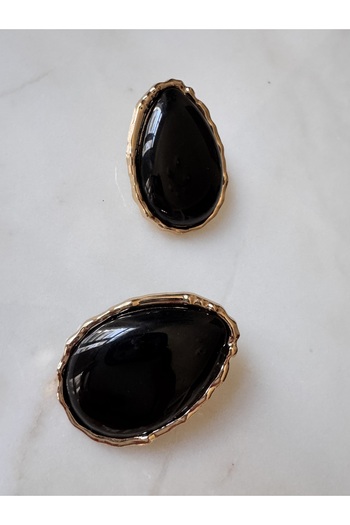 popcouturetr Maximalist Damla Gold & Black Earrings