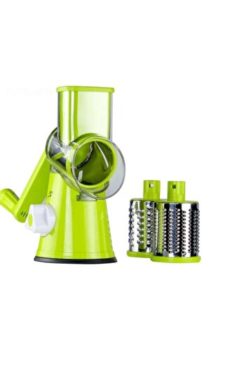OEM Tiessa Multifunctional Grater for Vegetables and Fruits, 3 Interchangeable Blades, Green