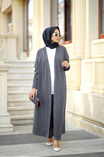 NS Moda Tesettür Duru Takım Gri Model-546