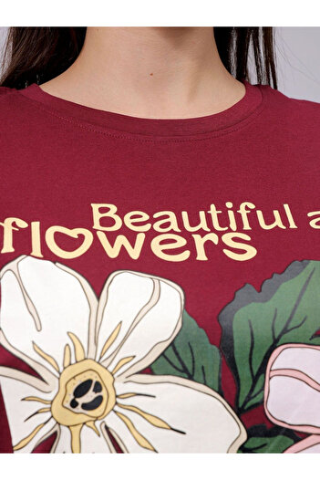 Freehand By Styli Women Red Relaxed Fit Floral Print T-Shirt