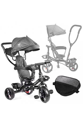 Ikonka Trike Fix Lite Grey children's tricycle with 360 rotating seat, freewheel system, wheels