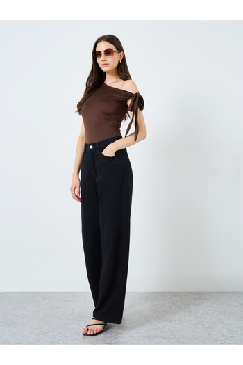 Take Two By Styli Solid One Shoulder Tie Detail Bodysuit
