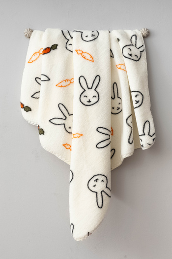 mini mia Cute Rabbit Patterned Plush Blanket 85 X 95